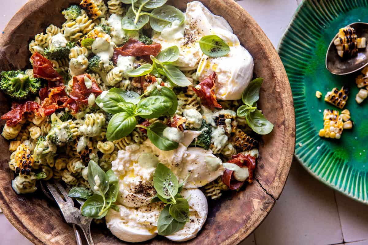 Broccoli Burrata Pasta Salad | halfbakedharvest.com