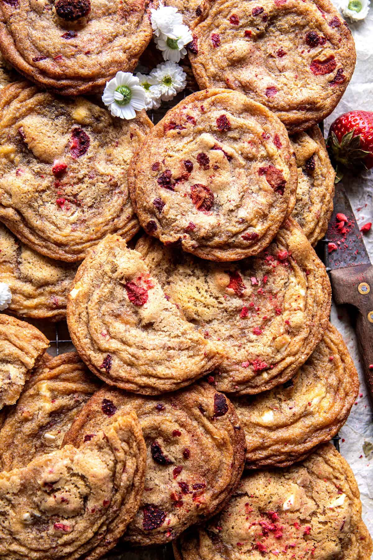 Strawberries and Cream Cookies | halfbakedharvest.com