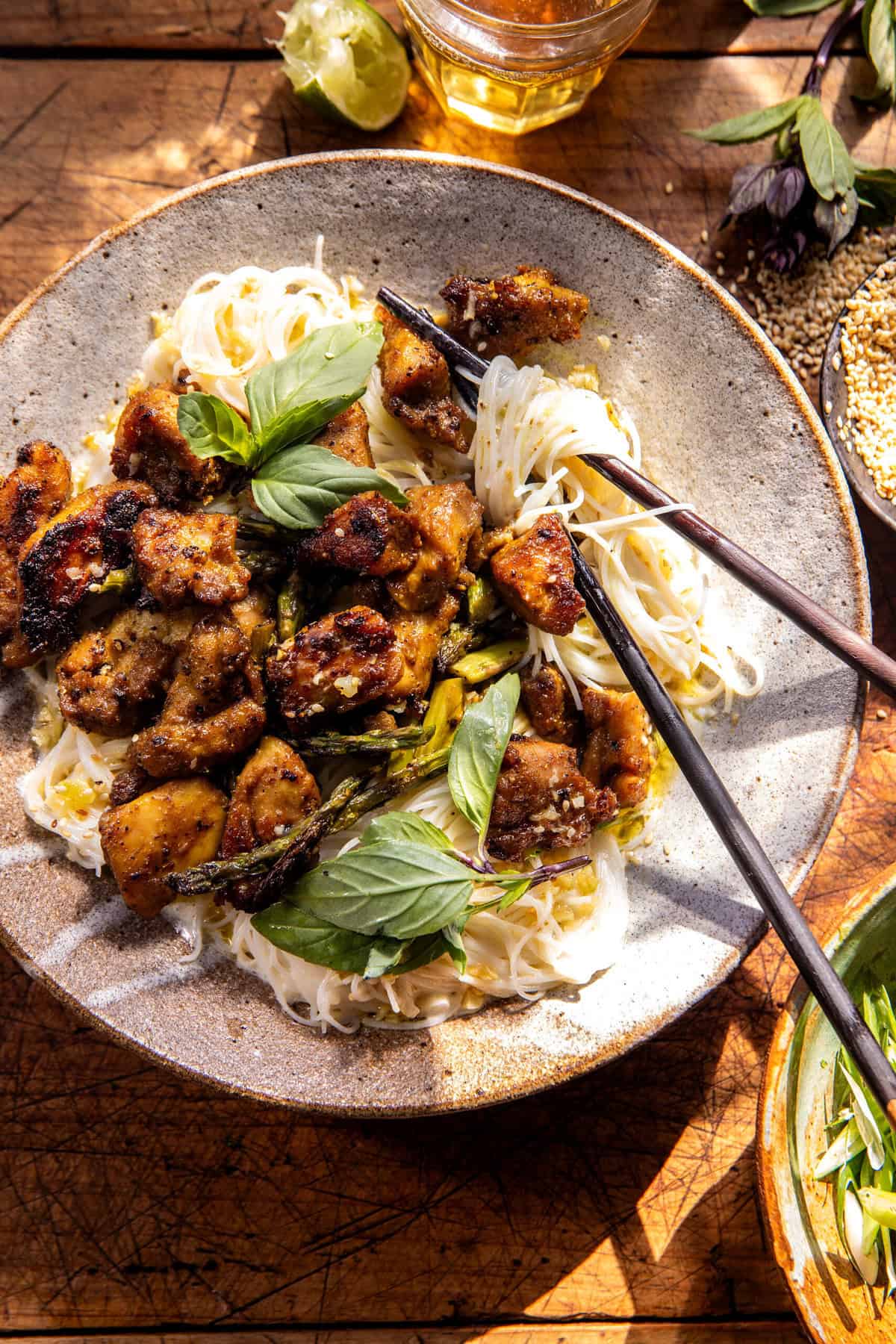 Thai Basil Chicken and Garlic Butter Noodles | halfbakedharvest.com