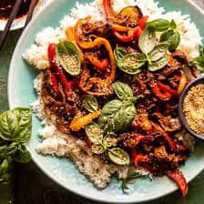 20 Minute Sesame Basil Beef Stir Fry | halfbakedharvest.com