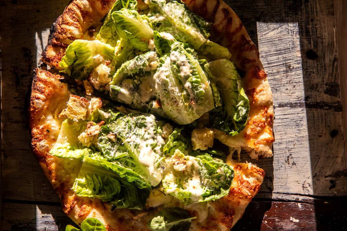 Chicken Caesar Salad Pizza | halfbakedharvest.com