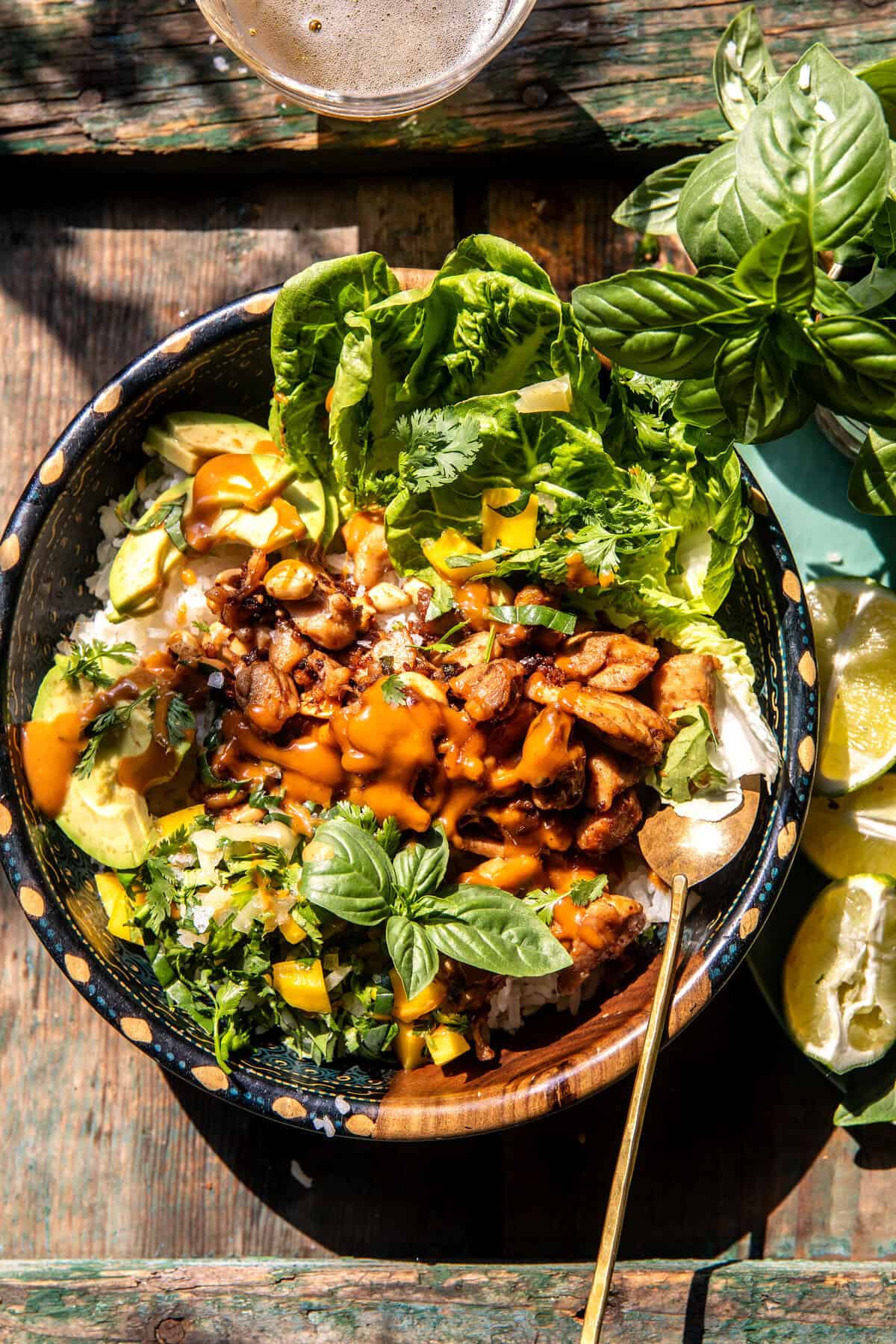 30 Minute Ginger Peanut Chicken Bowls | halfbakedharvest.com