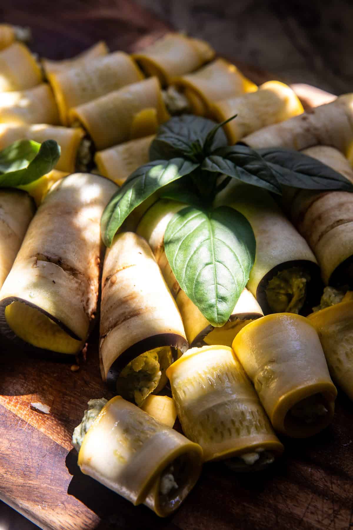 Eggplant Zucchini Pesto Involtini | halfbakedharvest.com