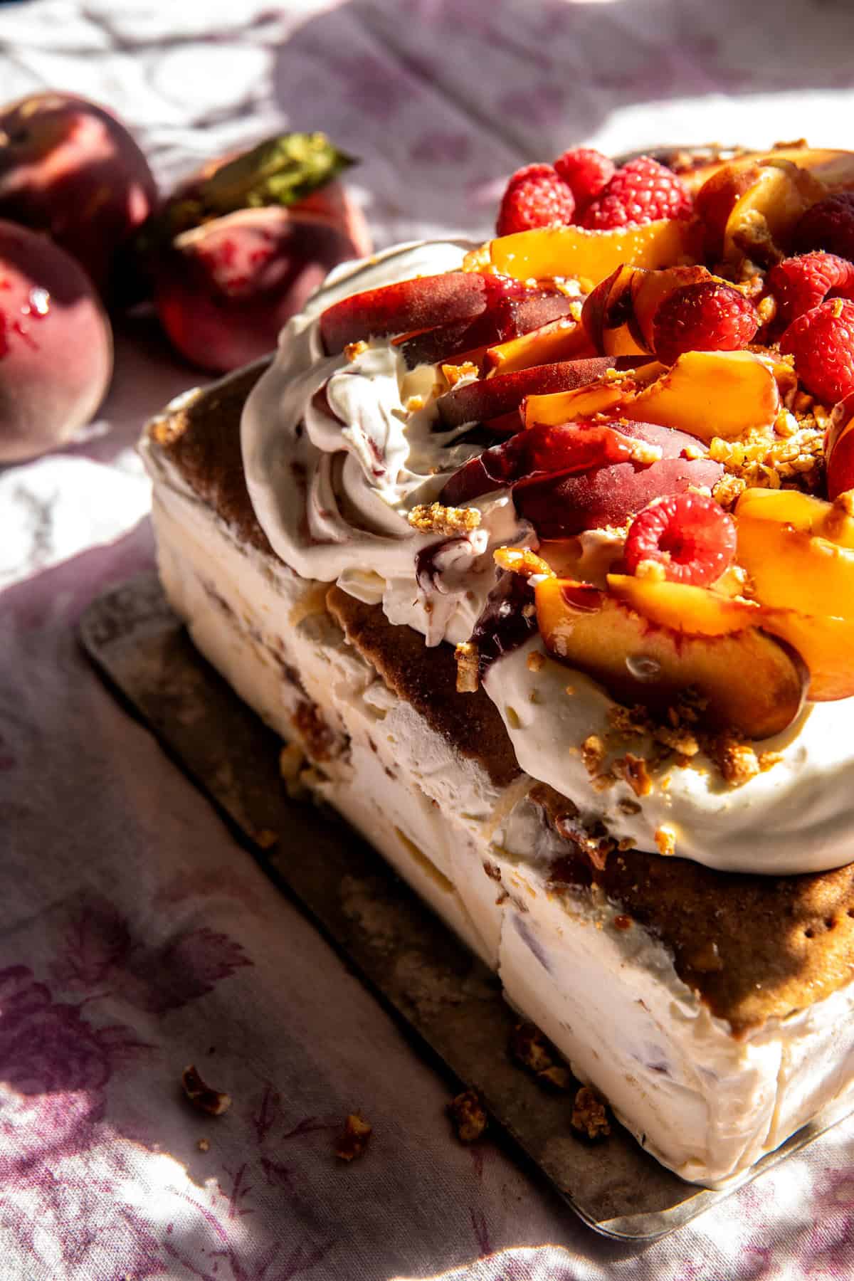 Peach Pretzel Ice Cream Cake | halfbakedharvest.com