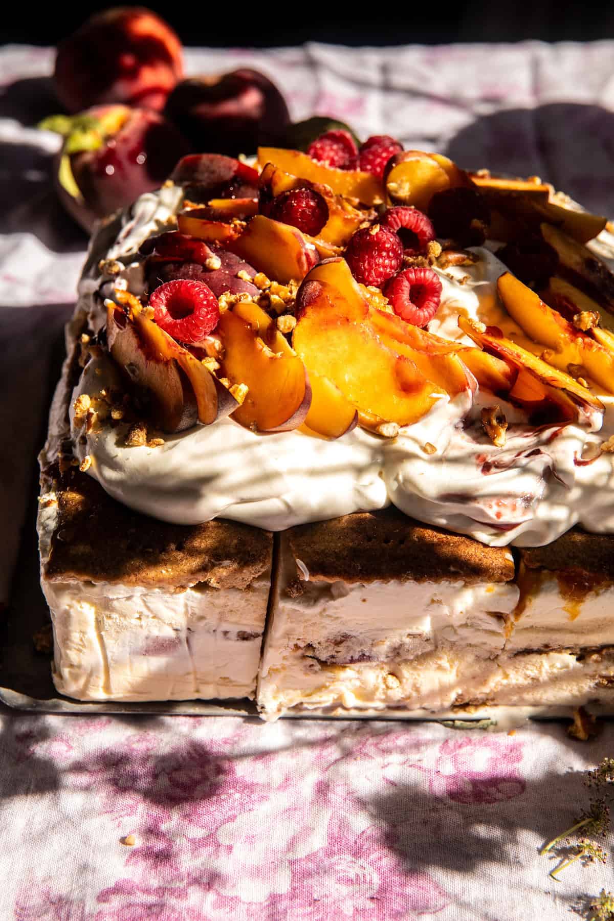 Peach Pretzel Ice Cream Cake | halfbakedharvest.com