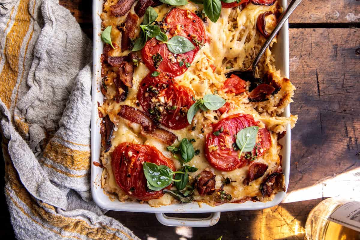 Tomato Cheddar Chicken and Rice Bake | halfbakedharvest.com