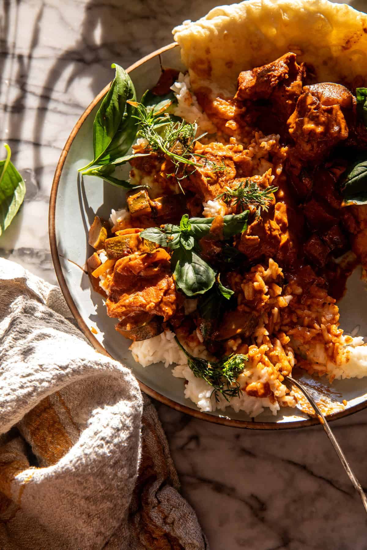 Crockpot Basil Butter Chicken | halfbakedharbest.com