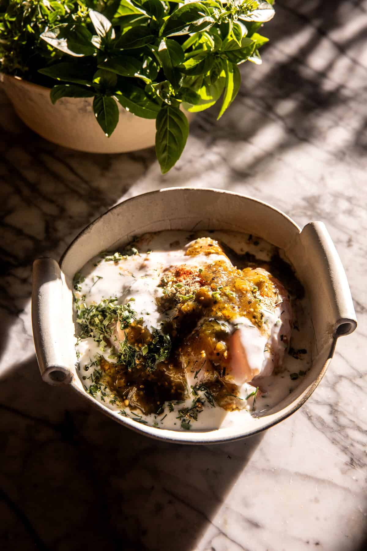 Ranch Chicken Tzatziki with Garlic Parmesan Zucchini | halfbakedharvest.com