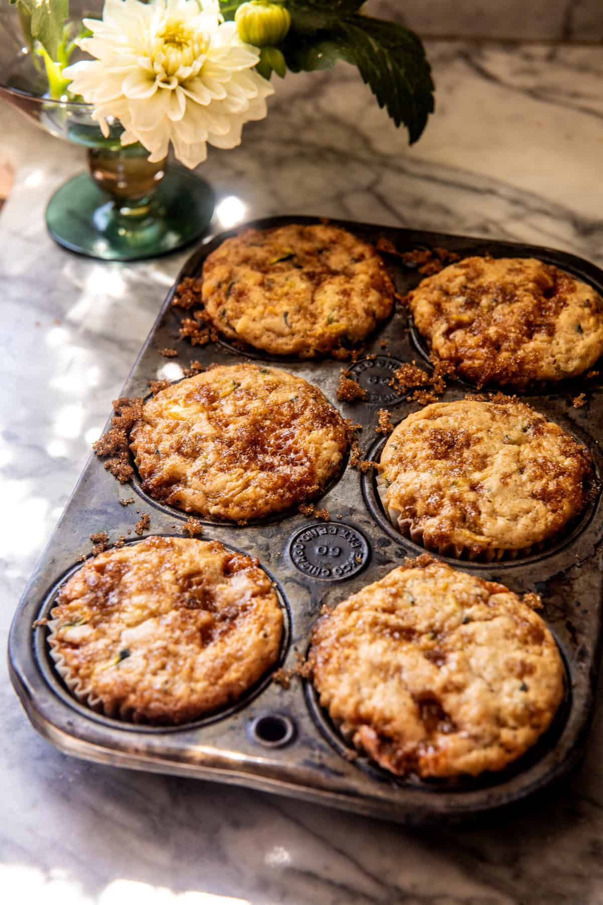 Swirled Caramel Brulée Zucchini Muffins | halfbakedharvest.com