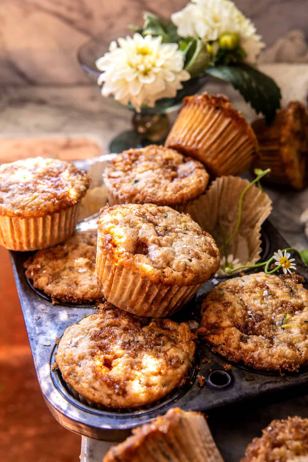 Swirled Caramel Brulée Zucchini Muffins | halfbakedharvest.com