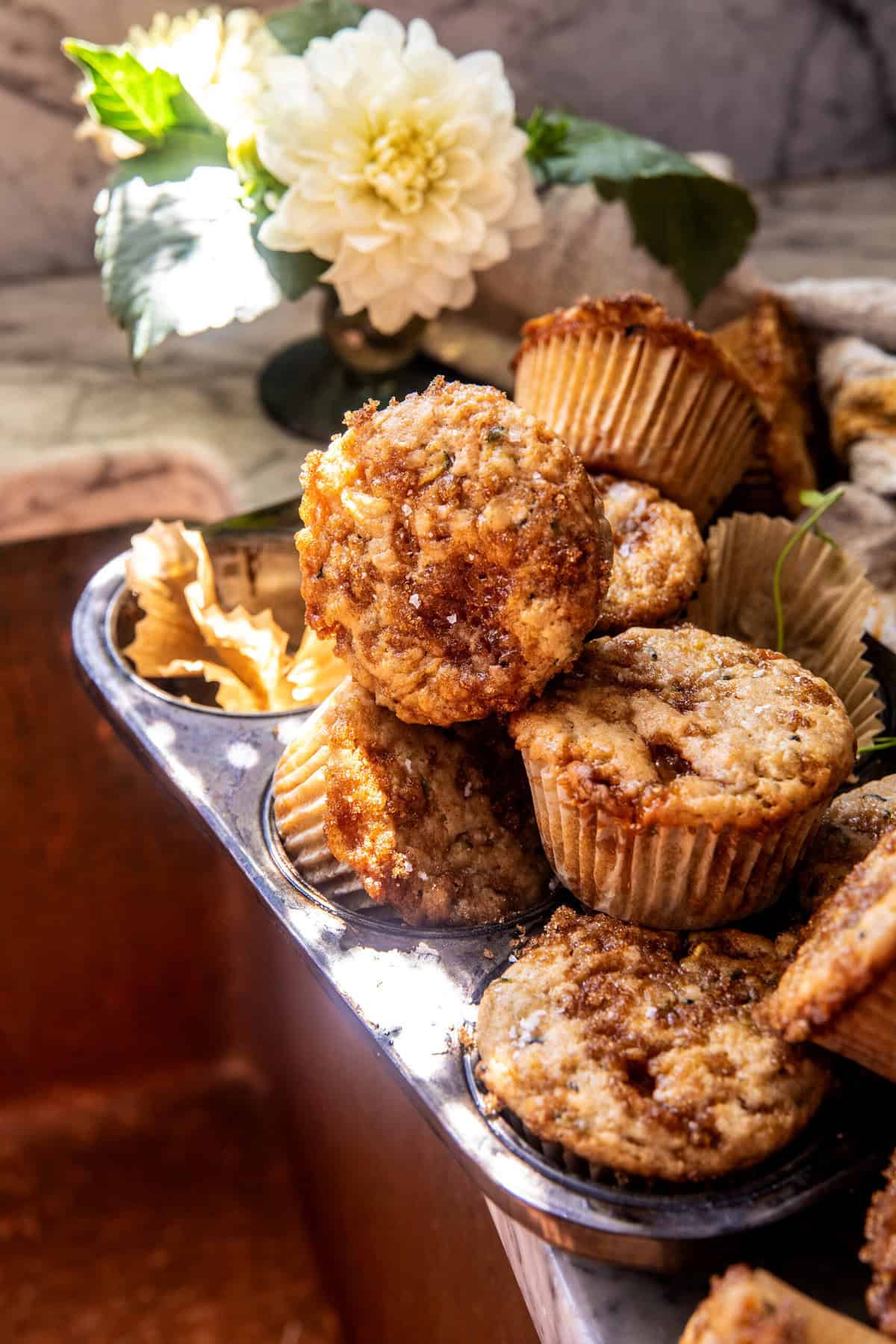 Swirled Caramel Brulée Zucchini Muffins | halfbakedharvest.com
