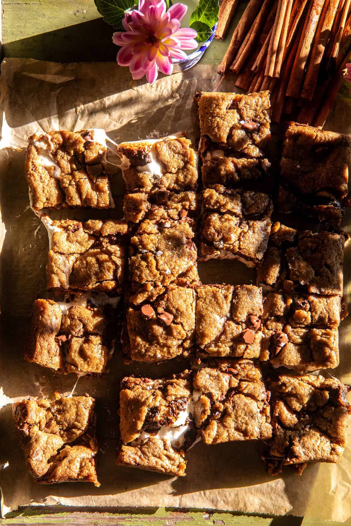 Toasted Marshmallow Brown Sugar Cookie Bars | halfbakedharvest.com