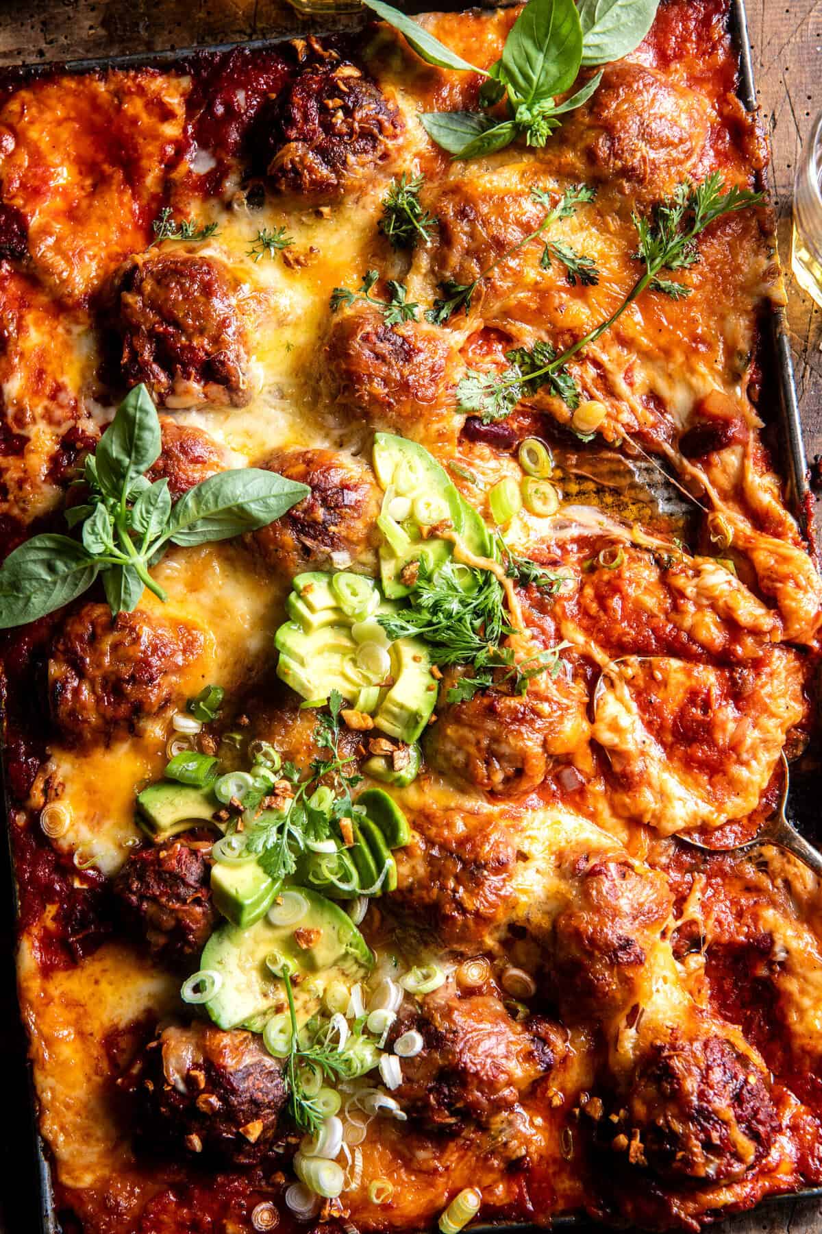Baked Sheet Pan Chili Cheese Meatballs | halfbakedharvest.com