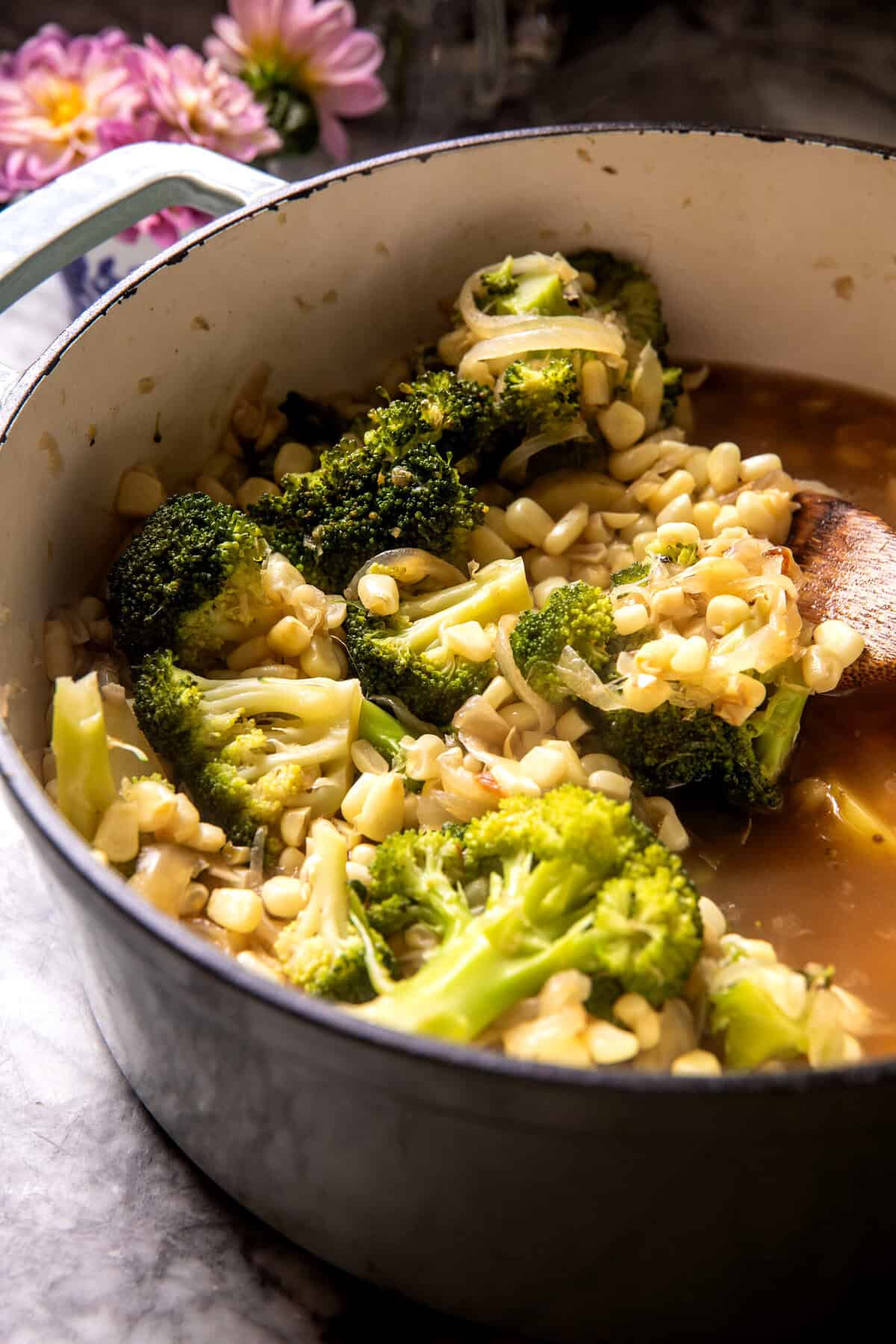 Creamy Broccoli Cheddar Chipotle Corn Chowder |halfbakedharvest.com