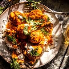 Crockpot Creamy Buffalo Chicken Meatballs | halfbakedharvest.com