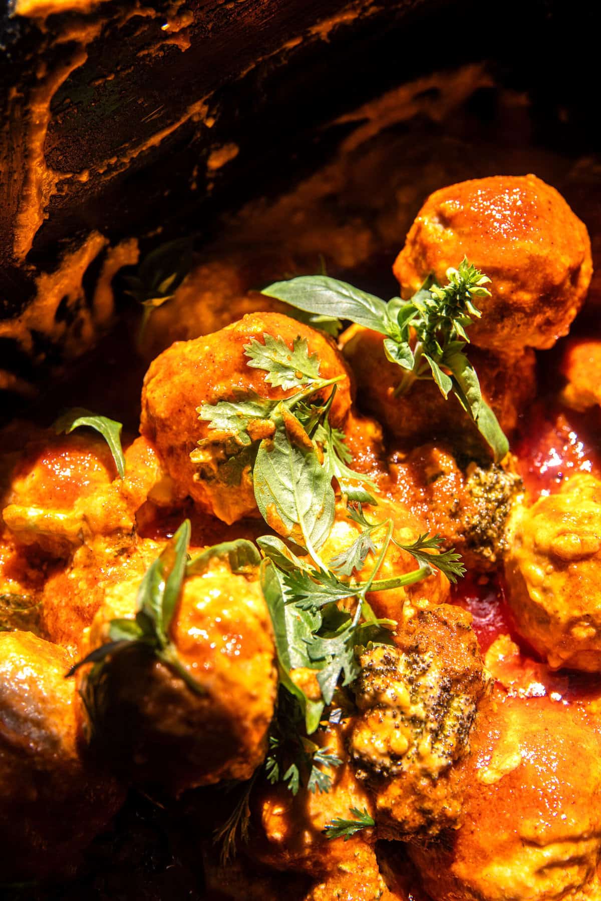 Crockpot Creamy Buffalo Chicken Meatballs | halfbakedharvest.com