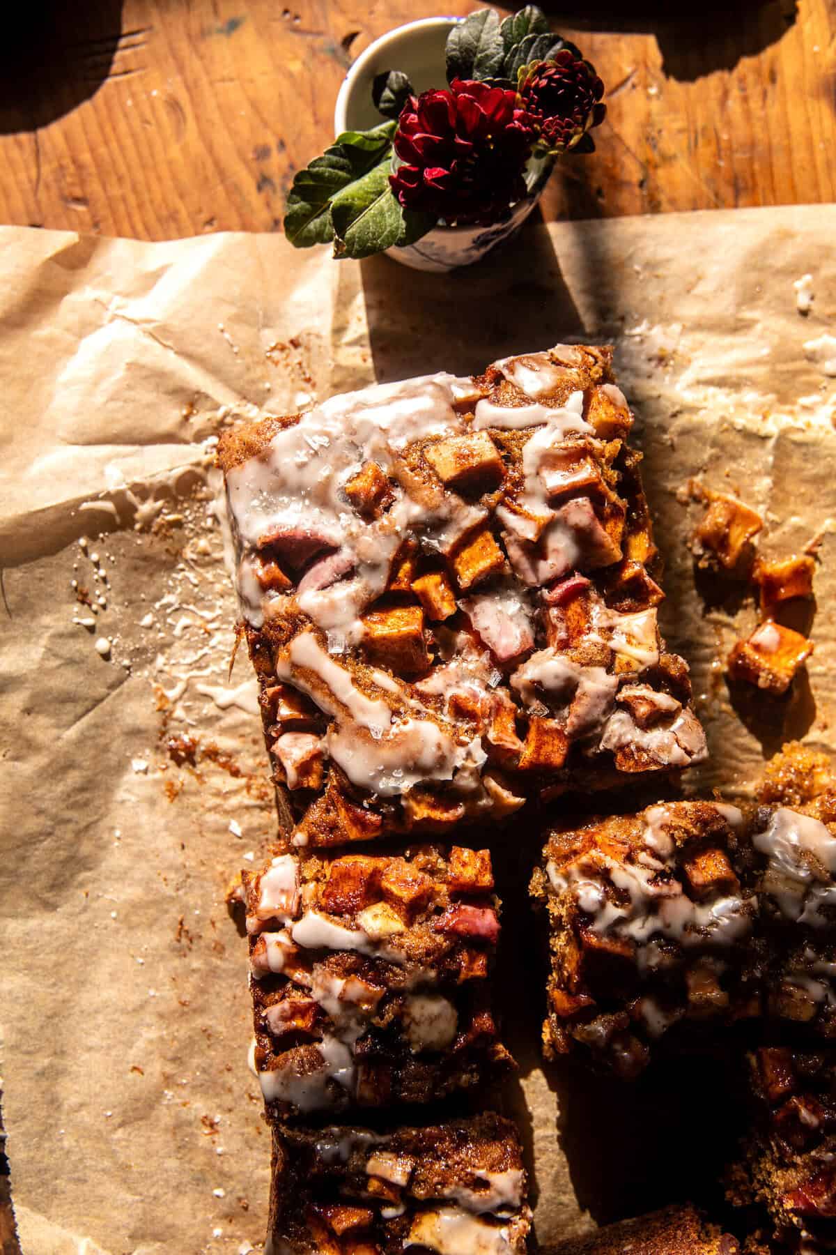 Glazed Honeycrisp Apple Fritter Cake | halfbakedharvest.com