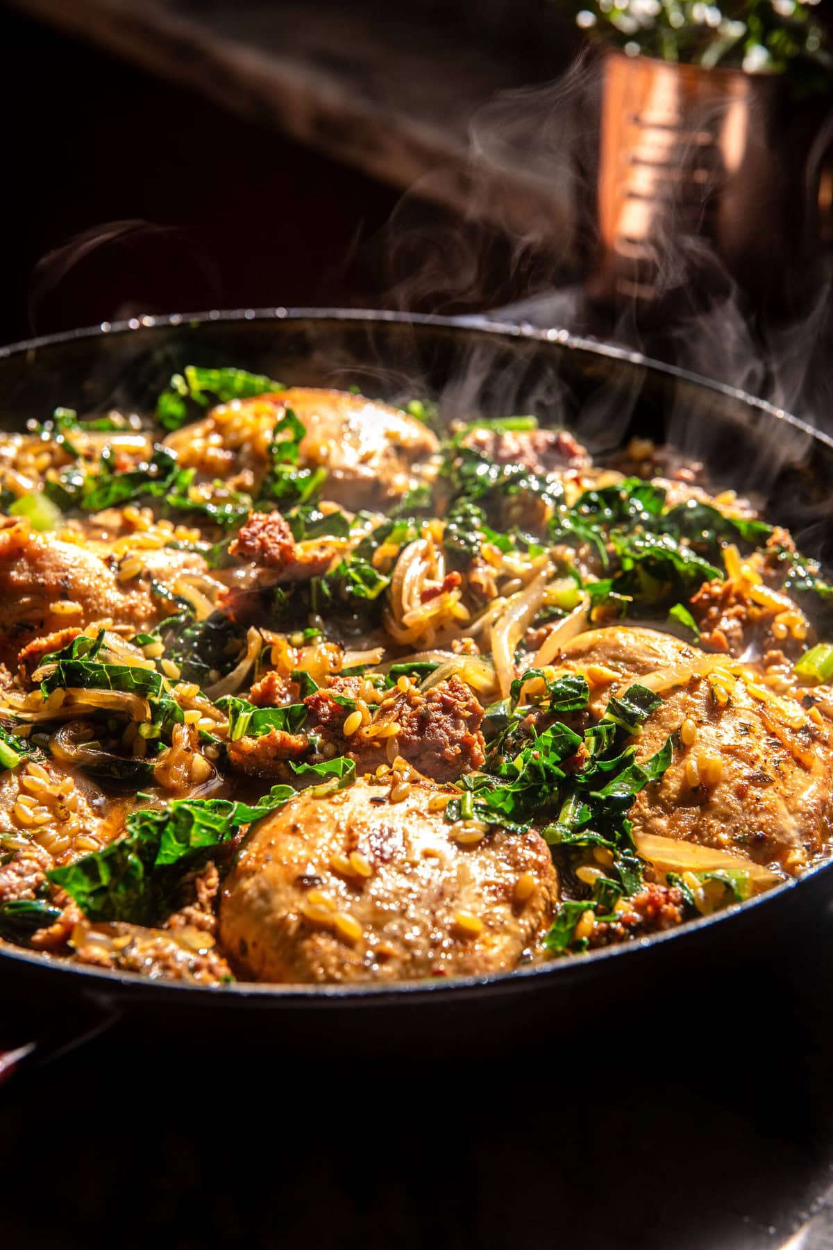 One Skillet Tuscan Chicken and Orzo | halfbakedharvest.com
