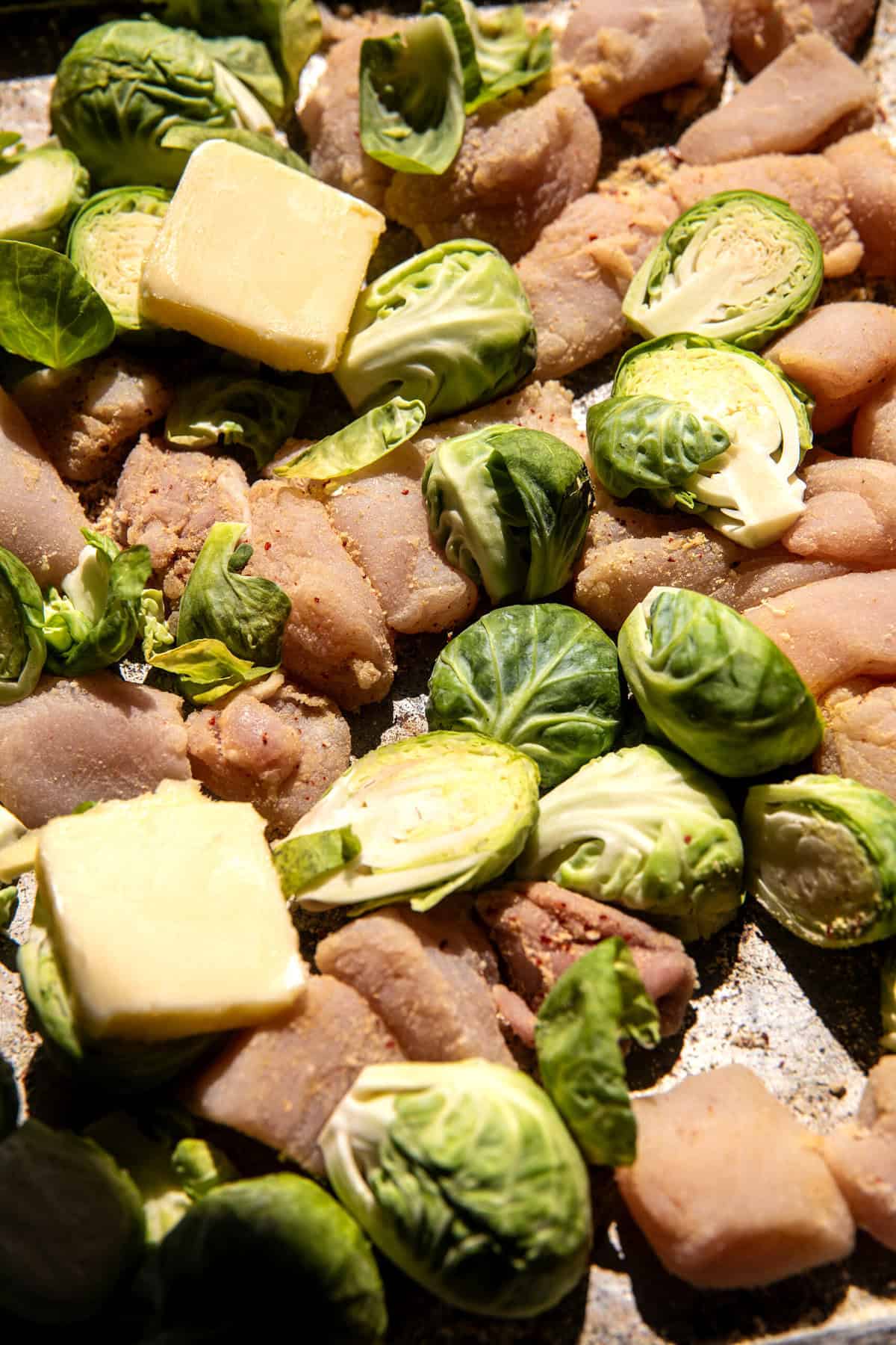 Sheet Pan Ginger Chicken and Brussels Sprouts | halfbakedharvest.com