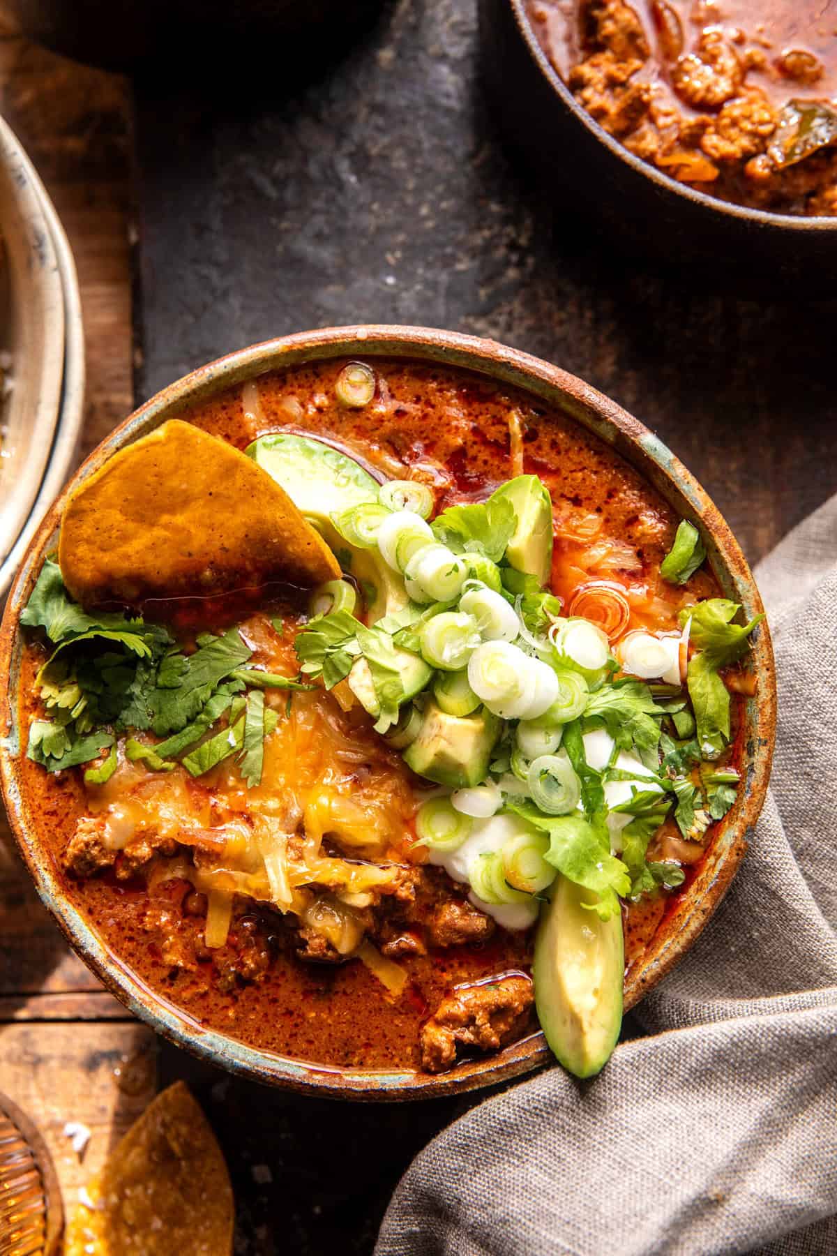 Spicy Buffalo Turkey Chili | halfbakedharvest.com 