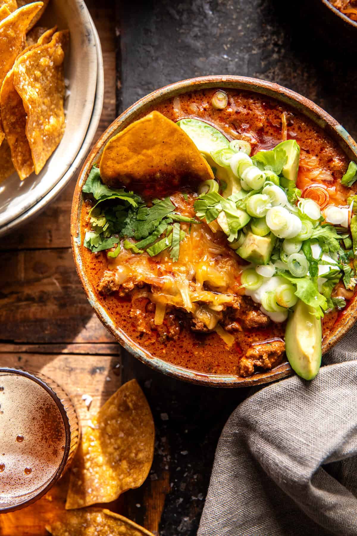 Spicy Buffalo Turkey Chili | halfbakedharvest.com 