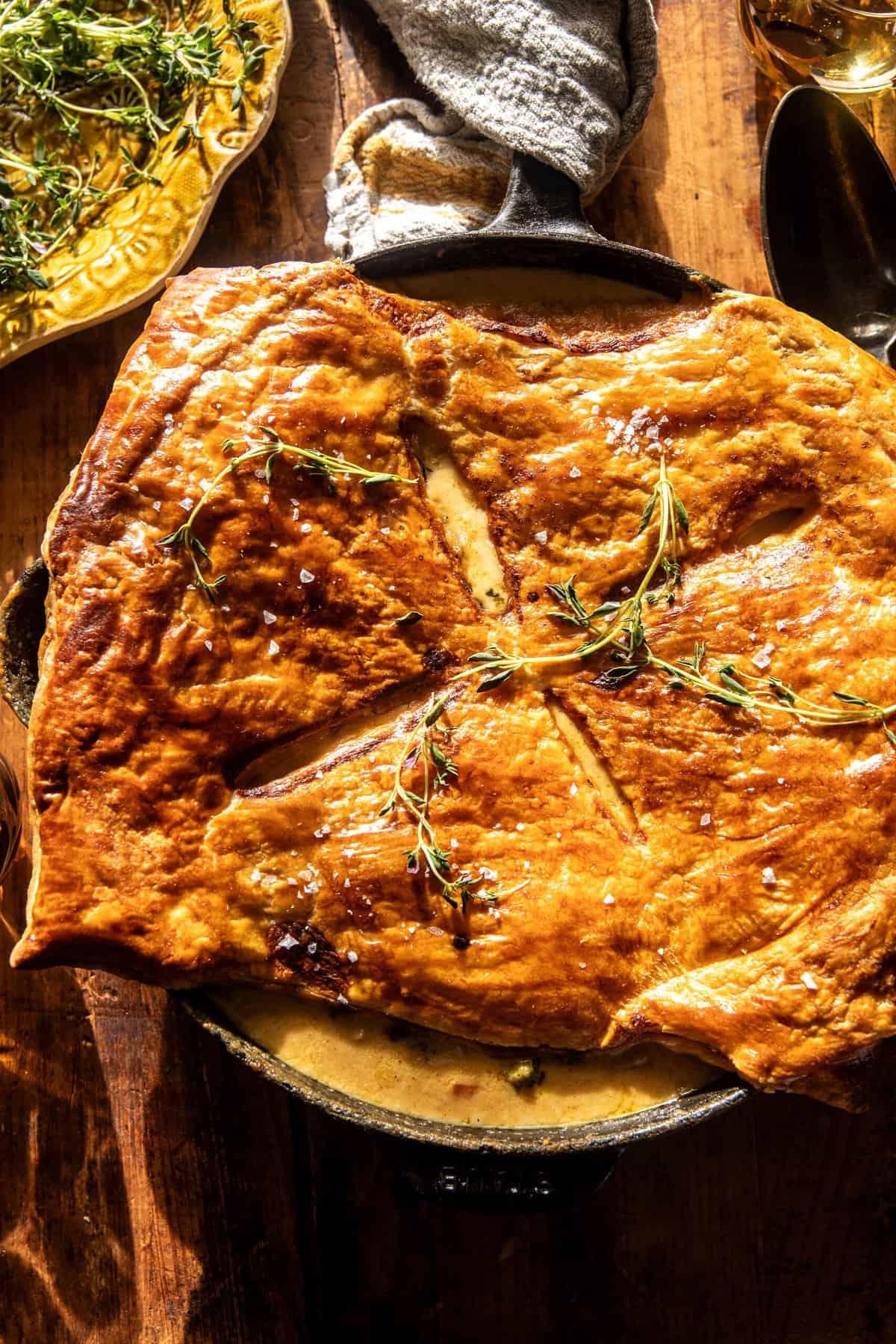 Skillet Broccoli Cheddar Chicken Pot Pie | halfbakedharvest.com