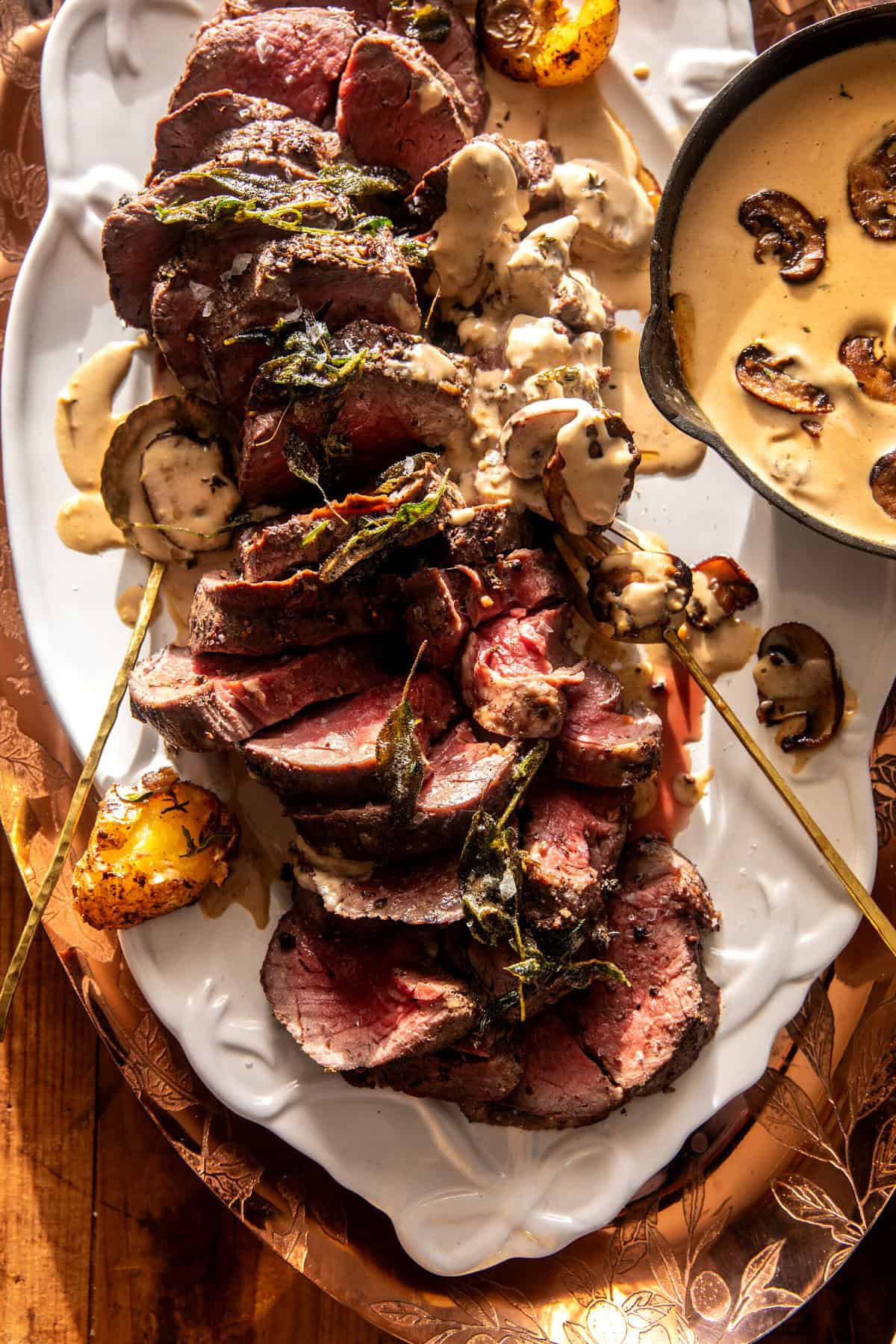 Beef Tenderloin Roast with Smashed Potatoes | halfbakedharvest.com