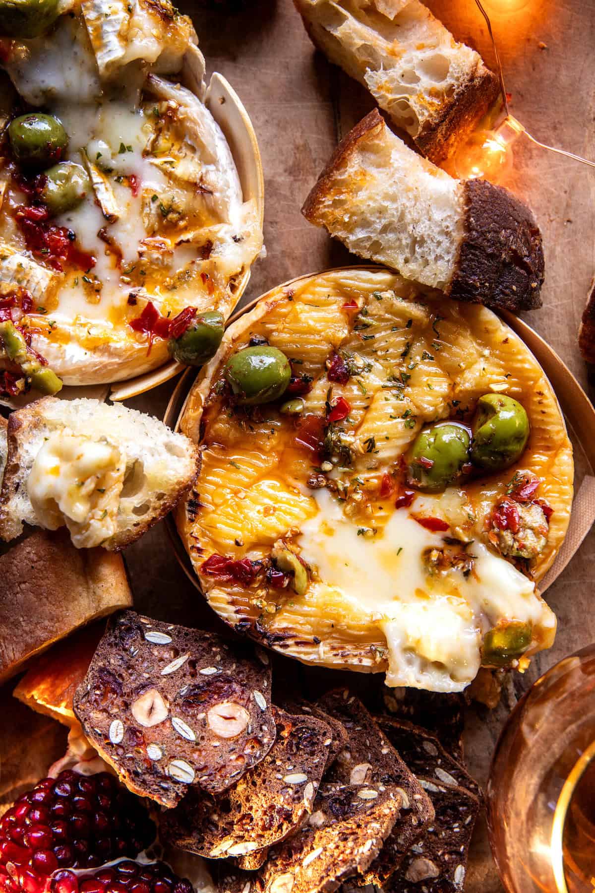 Caramelized Honey Baked Brie with Warm Olives | halfbakedharvest.com