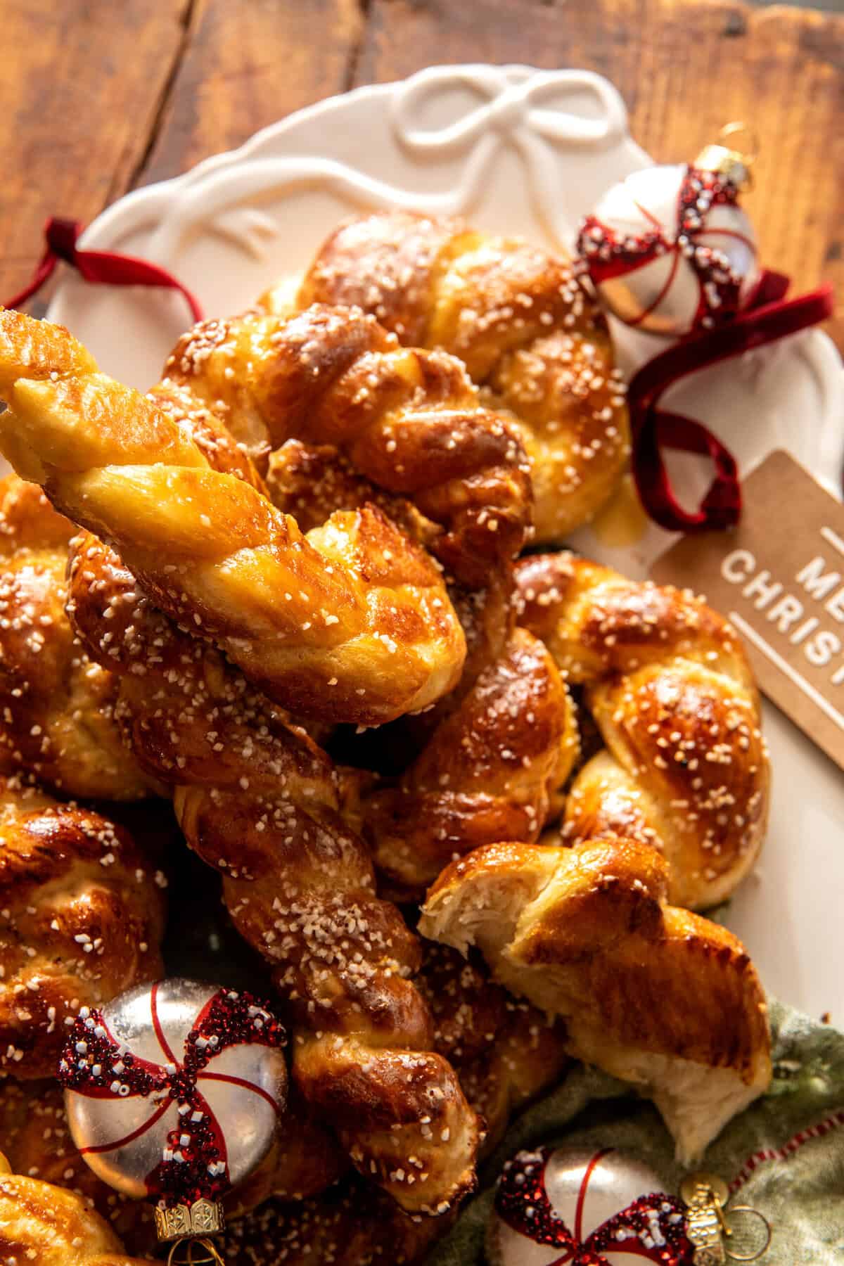 Honey Butter Soft Pretzel Candy Canes | halfbakedharvest.com