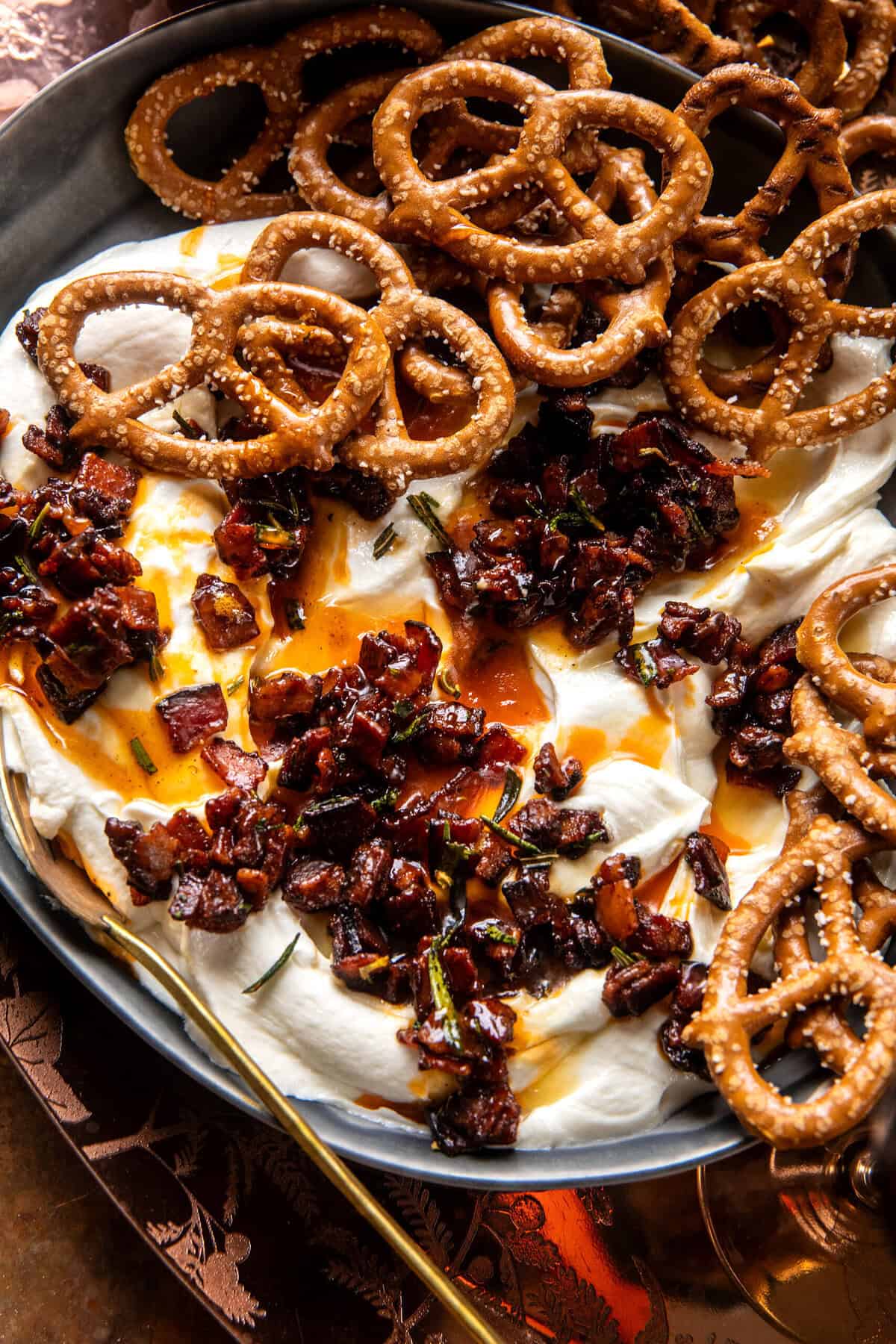 Whipped Goat Cheese Candied Bacon Dip | halfbakedharvest.com