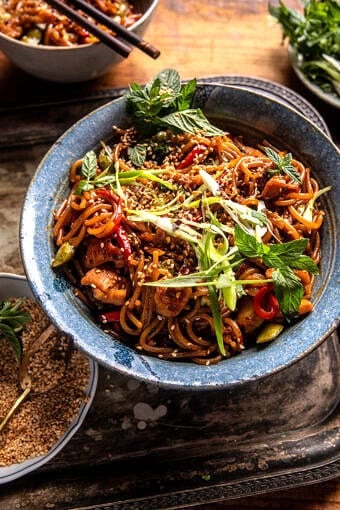 20 Minute Honey Garlic Chicken Udon Noodles | halfbakedharvest.com