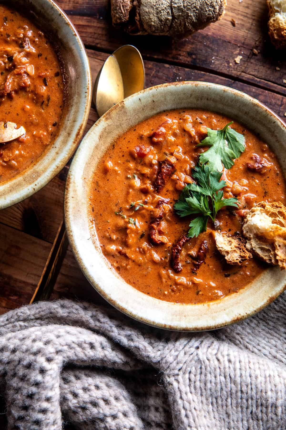 Creamy Lentil Sun-dried Tomato Soup | halfbakedharvest.com