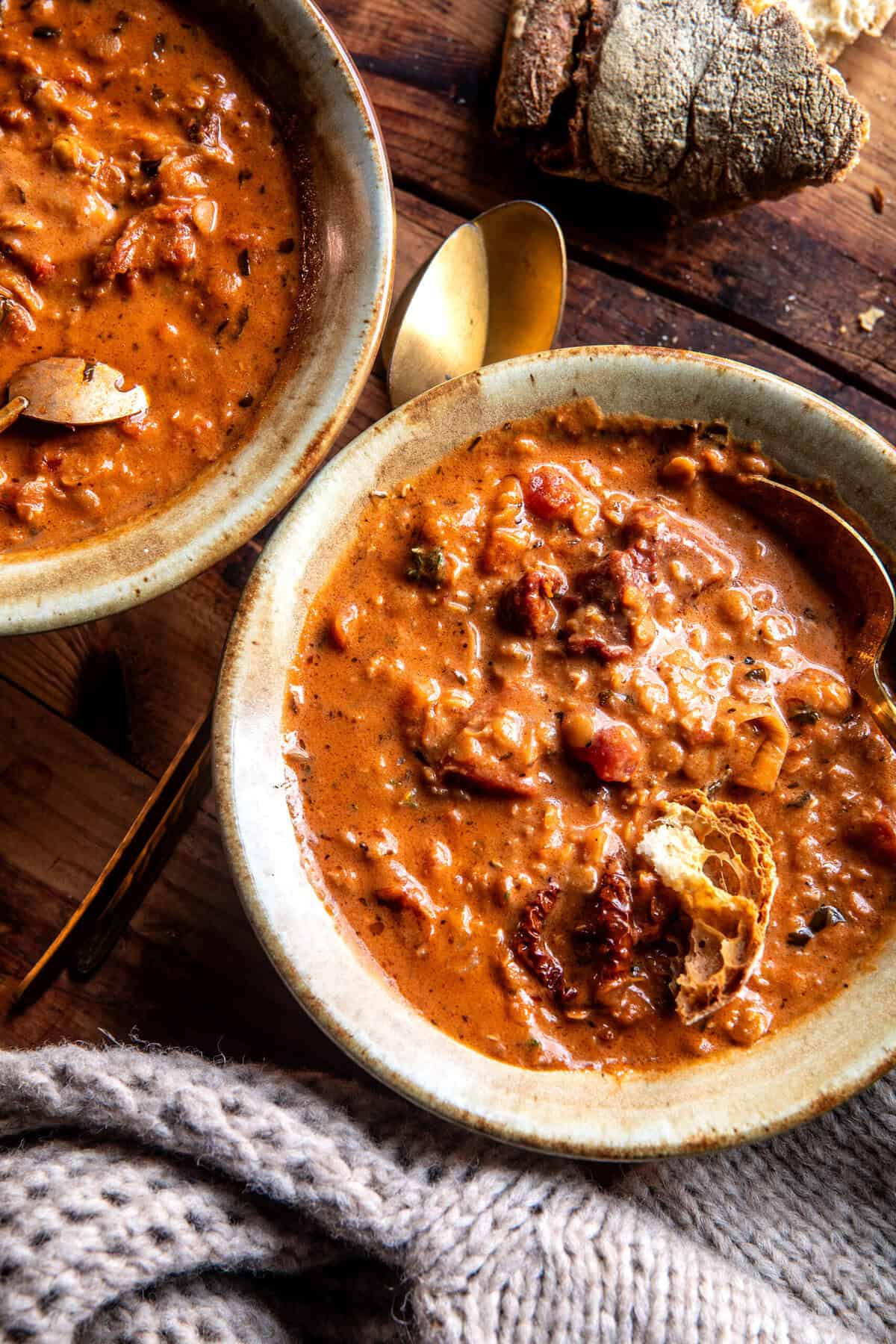 Creamy Lentil Sun-dried Tomato Soup | halfbakedharvest.com