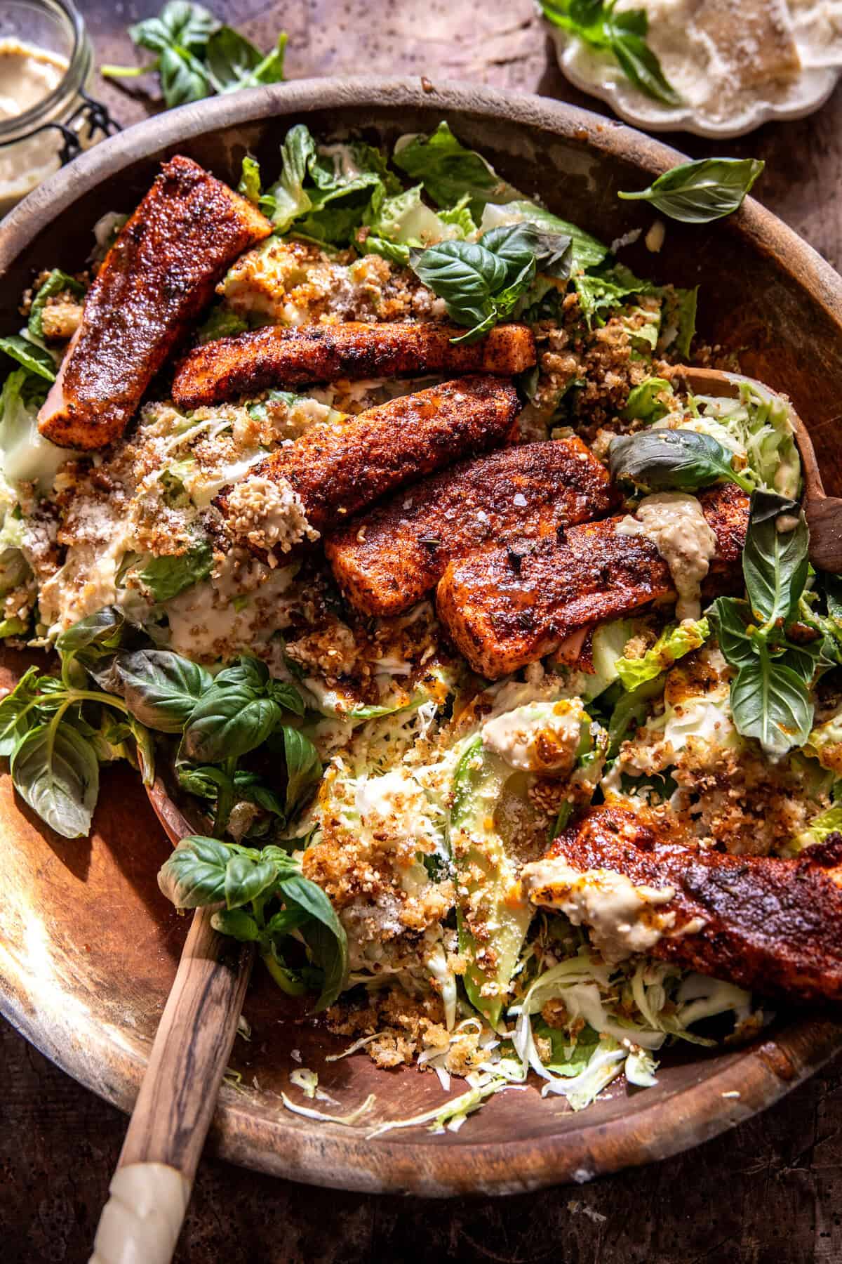 Blackened Salmon Caesar Salad | halfbakedharvest.com