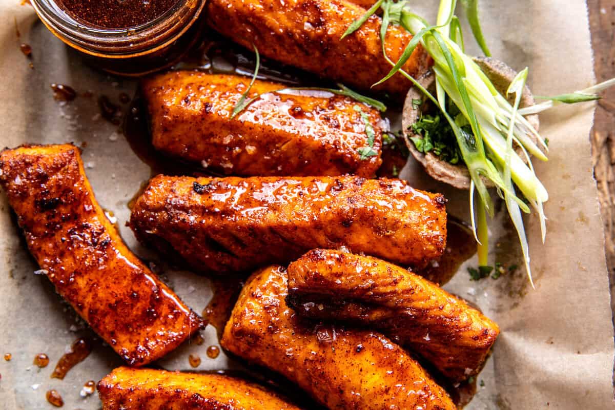Crispy Hot Honey Salmon Tenders | halfbakedharvest.com