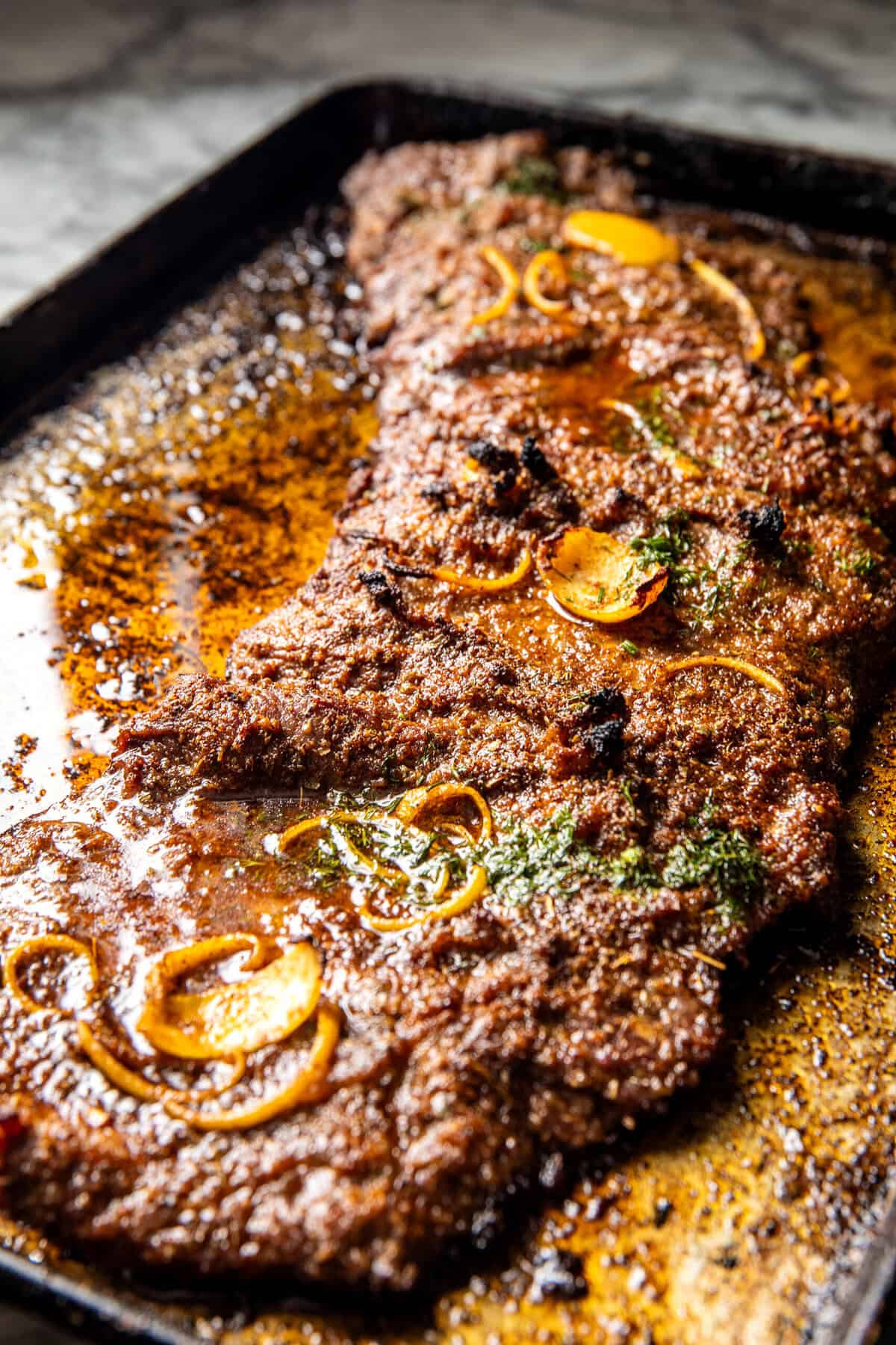 Sheet Pan Steak Gyros with Feta Tzatziki Sauce | halfbakedharvest.com
