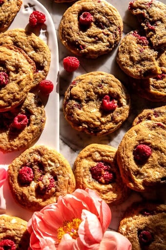 Brown Butter Raspberry White Chocolate Cookies | halfbakedharvest.com