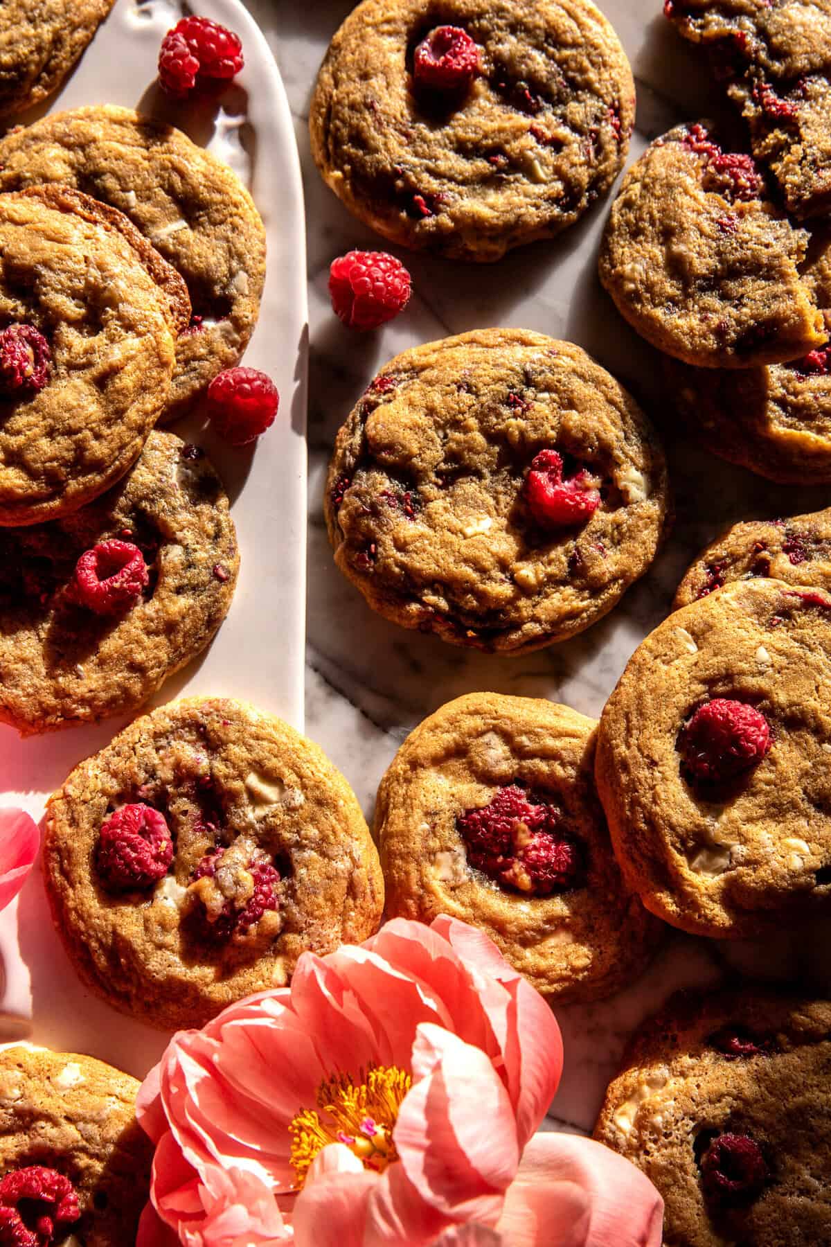 Brown Butter Raspberry White Chocolate Cookies | halfbakedharvest.com