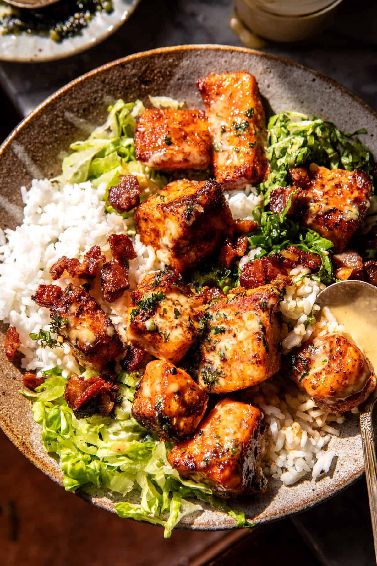 Spicy Honey Mustard Salmon Bowls | halfbakedharvest.com