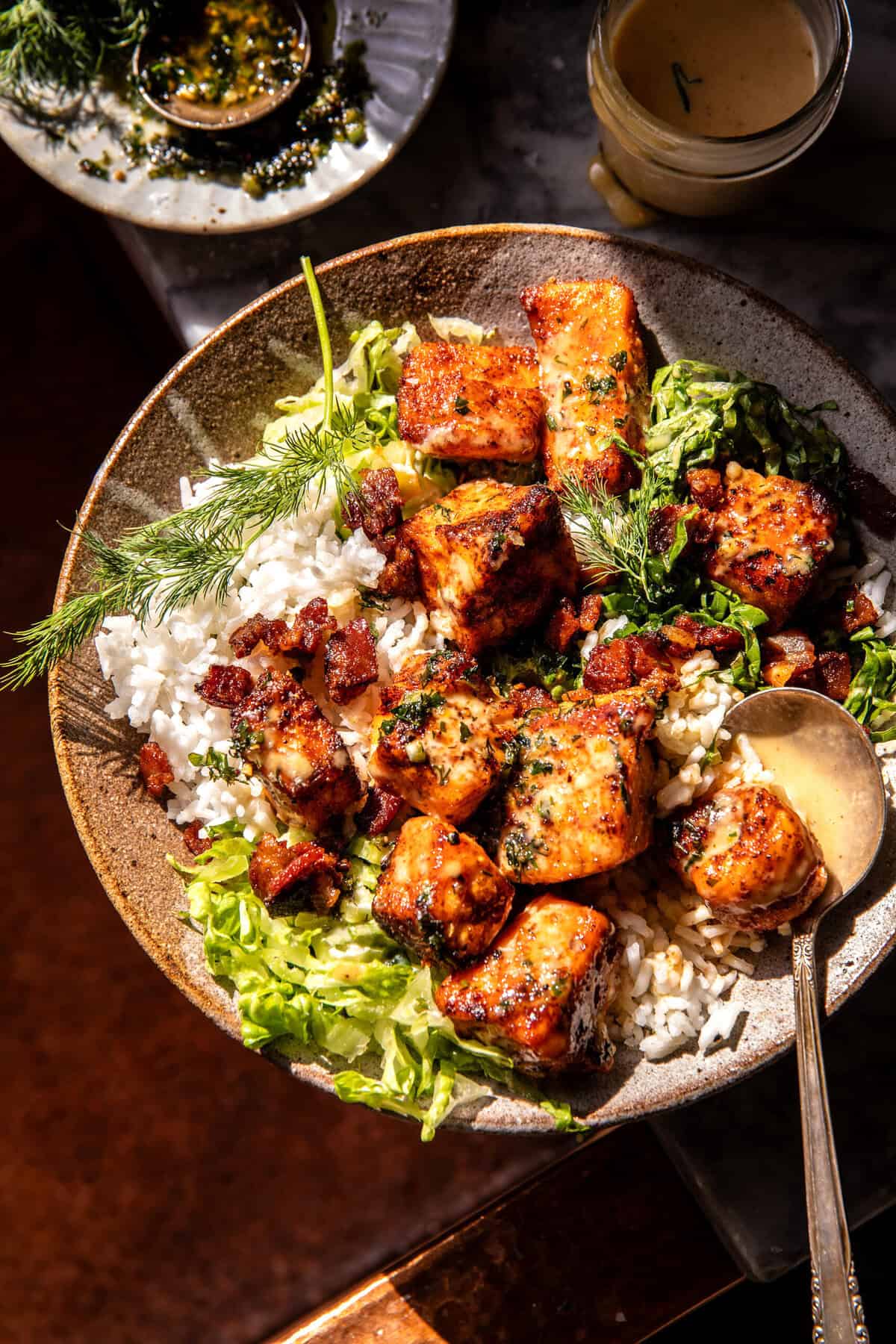 Spicy Honey Mustard Salmon Bowls | halfbakedharvest.com