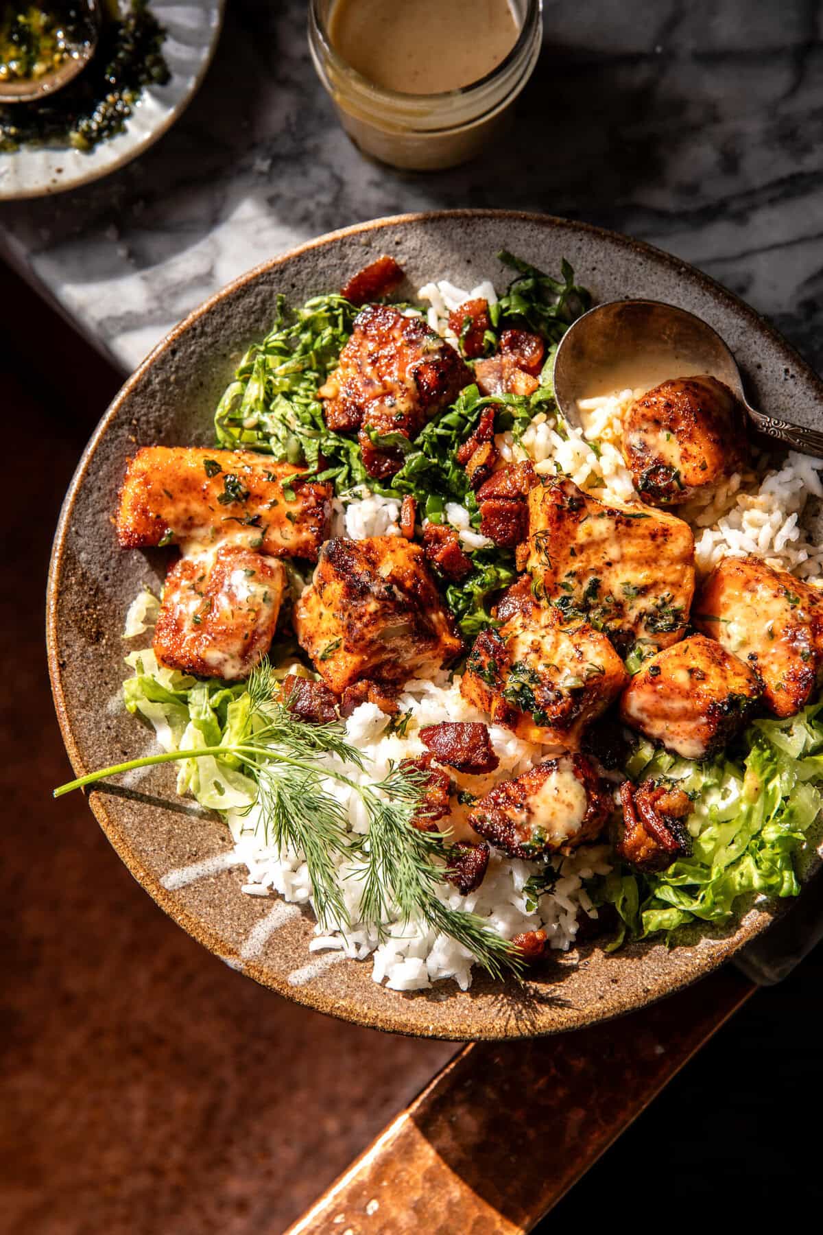 Spicy Honey Mustard Salmon Bowls | halfbakedharvest.com