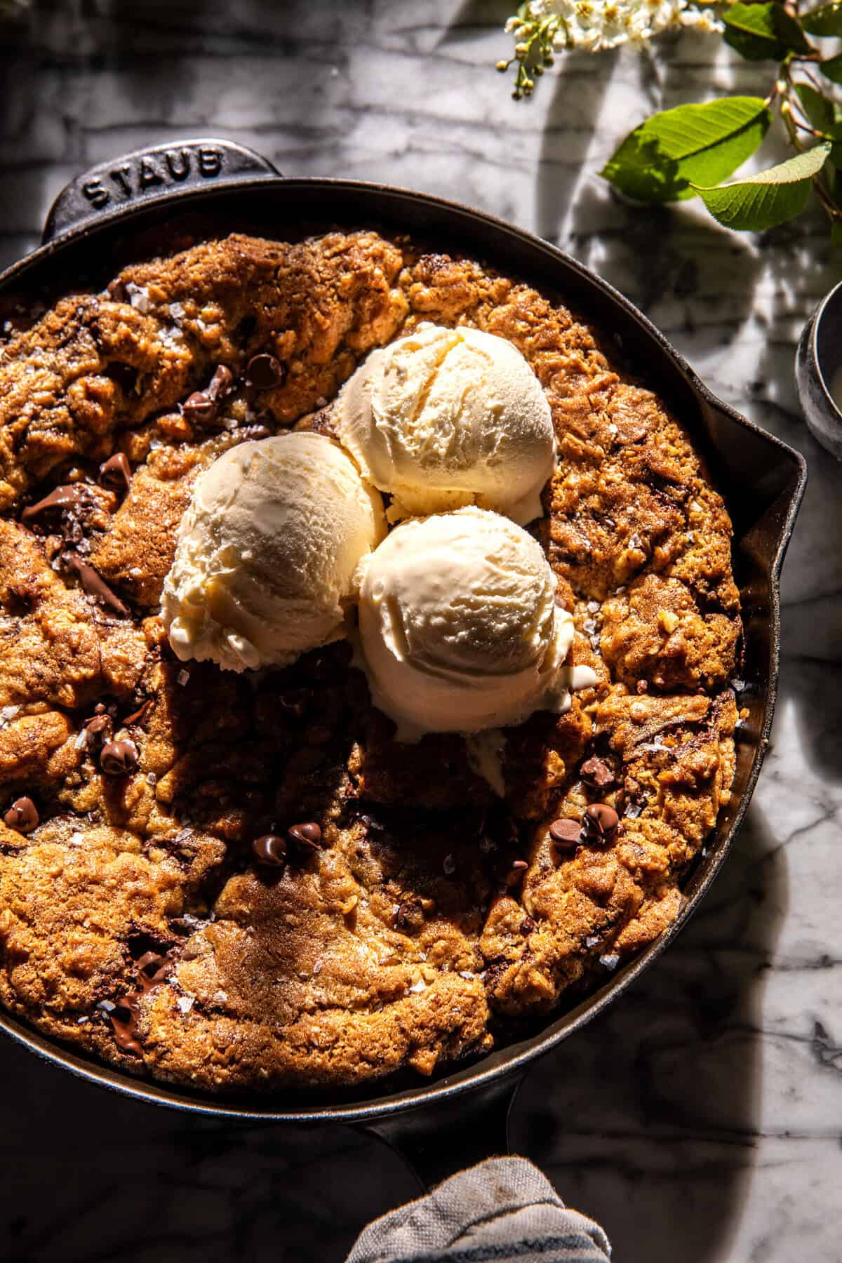 Chocolate Chunk Coconut Pecan Skillet Cookie | halfbakedharvest.com