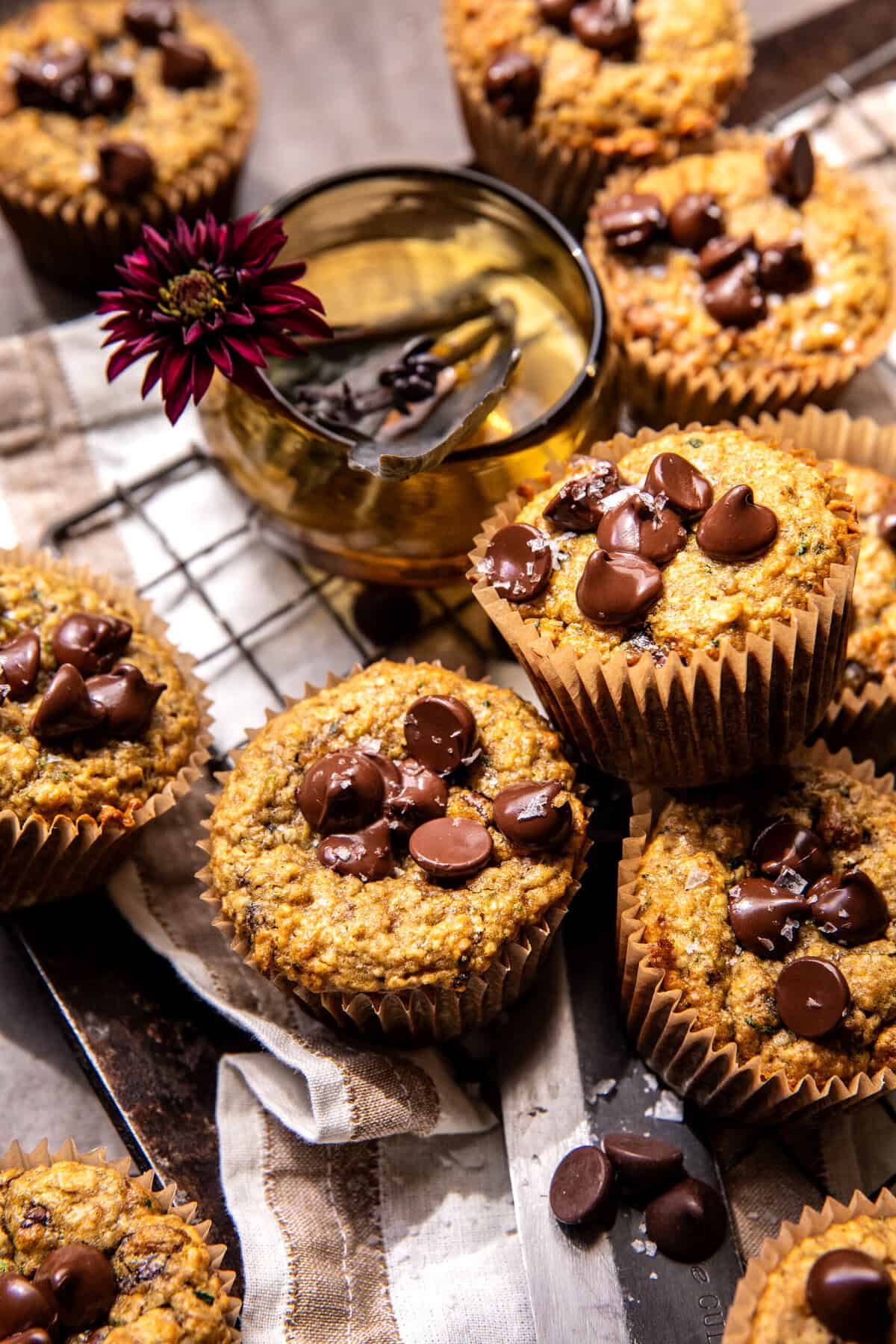 Blender Zucchini Chocolate Chip Oatmeal Muffins | halfbakedharvest.com