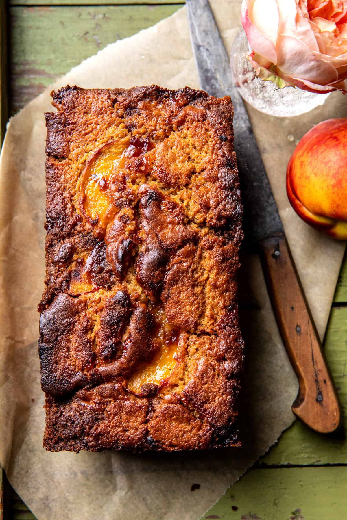 Cinnamon Crunch Peach Muffin Bread | halfbakedharvest.com