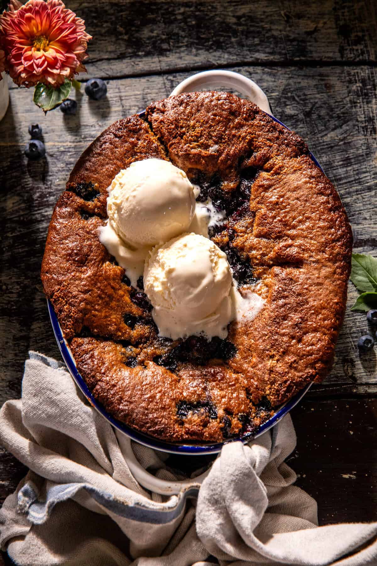 Easy Blueberry Ginger Cookie Cobbler | halfbakedharvest.com