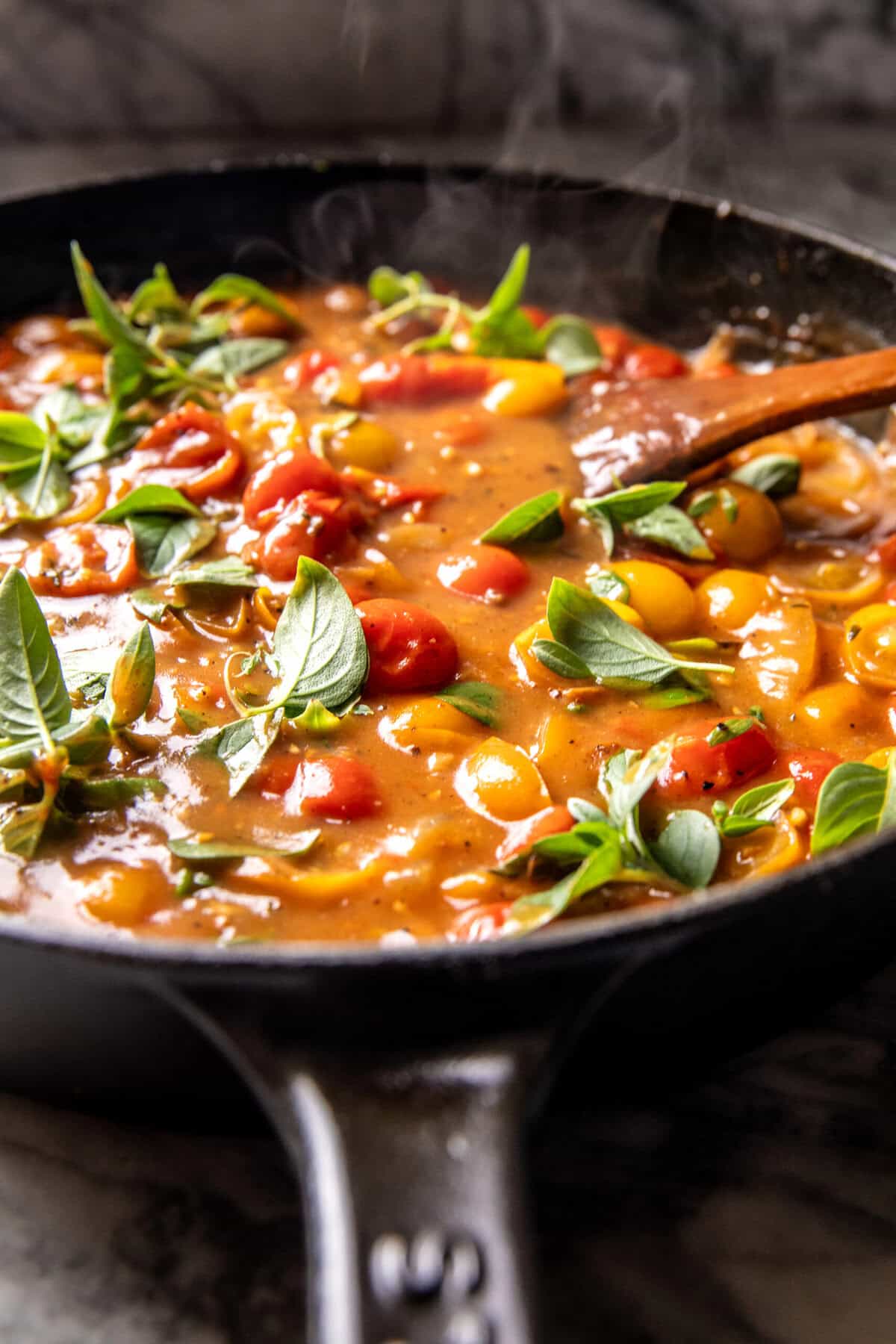 Skillet Tomato Cheddar Chicken Pot Pie | halfbakedharvest.com