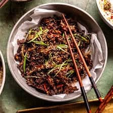 20 Minute Takeout-Style Sticky Sesame Beef | halfbakedharvest.com