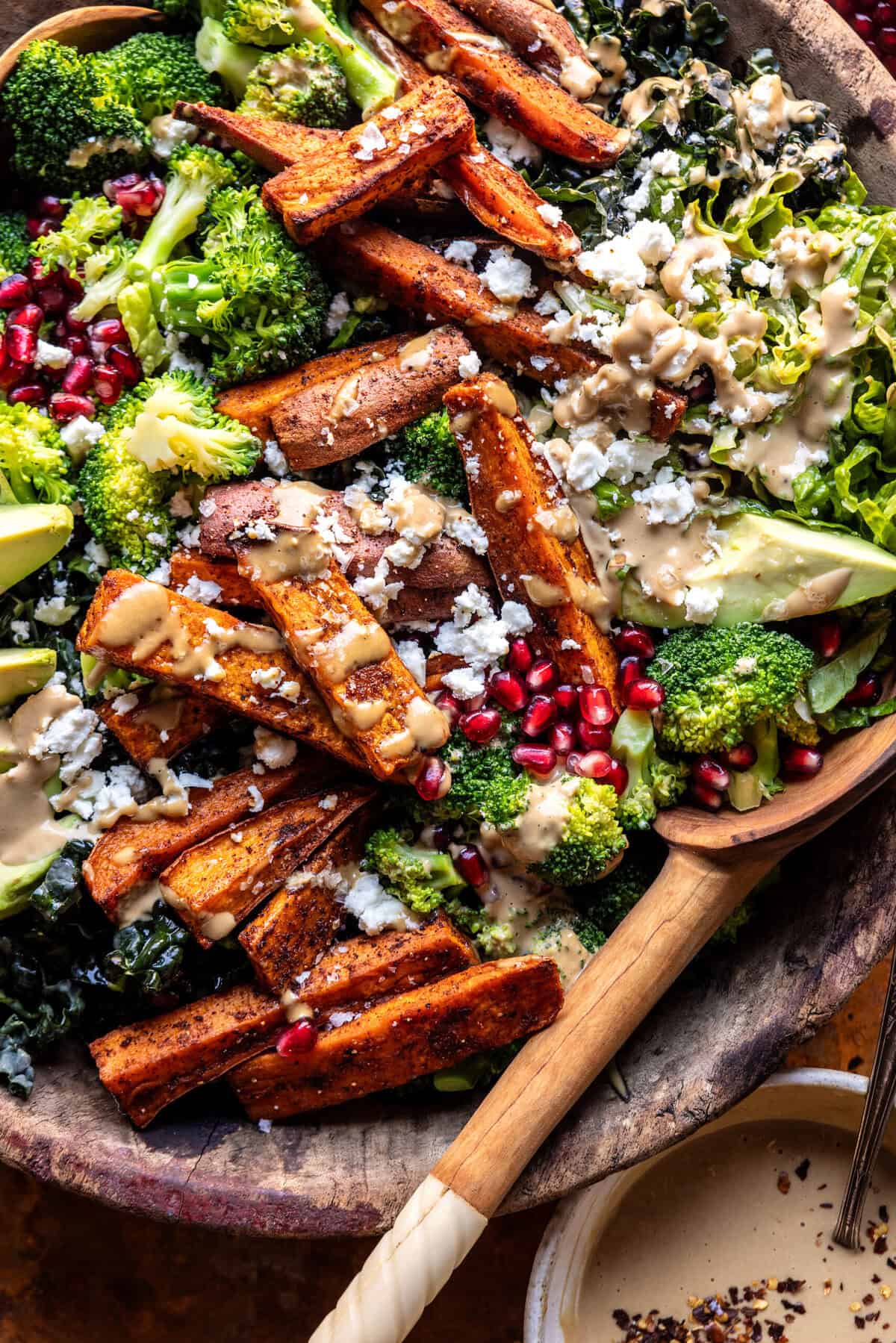 Mean Green Salad with Tahini Miso Dressing | halfbakedharvest.com