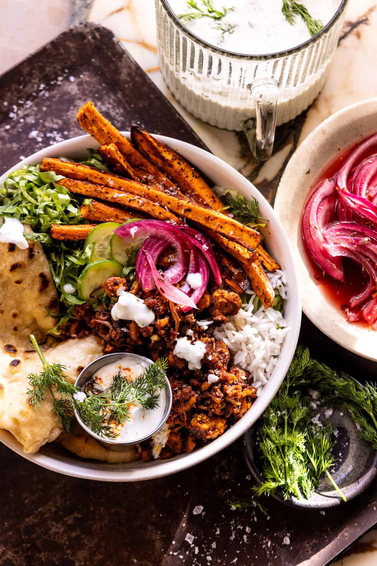 Quick Chicken Shawarma and Sweet Potato Bowls halfbakedharvest.com