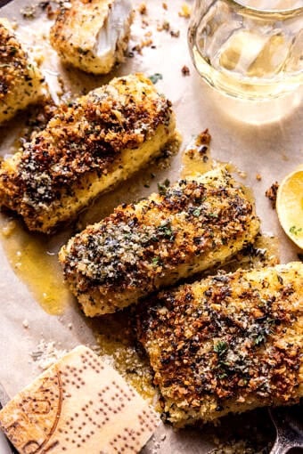 Parmesan Garlic Butter Crusted Halibut | halfbakedharvest.com